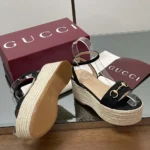 Alpargatas Gucci GG para mujer con bocado de caballo - Negras 816692H63201000