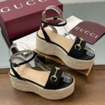 Alpargatas Gucci GG para mujer con bocado de caballo - Negras 816692H63201000