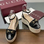 Alpargatas Gucci GG para mujer con bocado de caballo - Negras 816692H63201000