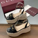Alpargatas Gucci GG para mujer con bocado de caballo - Negras 816692H63201000