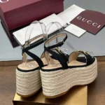 Alpargatas Gucci GG para mujer con bocado de caballo - Negras 816692H63201000