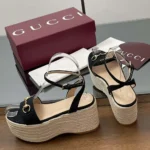 Alpargatas Gucci GG para mujer con bocado de caballo - Negras 816692H63201000