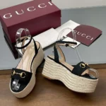 Alpargatas Gucci GG para mujer con bocado de caballo - Negras 816692H63201000