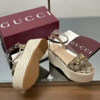 Gucci GG Women’s Espadrille with Horsebit-Dark Brown 816692H63209744 (1)