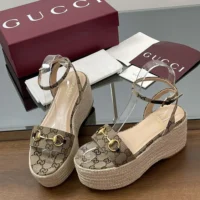 Gucci GG Women’s Espadrille with Horsebit-Dark Brown 816692H63209744 (1)