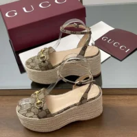 Gucci GG Women’s Espadrille with Horsebit-Dark Brown 816692H63209744 (1)