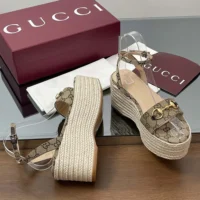 Gucci GG Women’s Espadrille with Horsebit-Dark Brown 816692H63209744 (1)