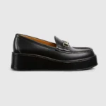 Gucci GG Women's Horsebit Wedge Loafer-Black ‎794317AADO0