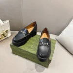 Gucci GG Women's Horsebit Wedge Loafer-Black ‎794317AADO0