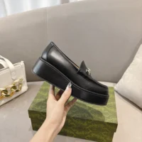Gucci GG Women’s Horsebit Wedge Loafer-Black ‎794317AADO0 (1)