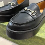 Gucci GG Women's Horsebit Wedge Loafer-Black ‎794317AADO0