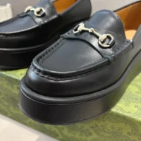 Gucci GG Women’s Horsebit Wedge Loafer-Black ‎794317AADO0 (1)
