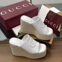 Gucci GG Women’s Interlocking G Sandal-White 817212AP0B0 (1)