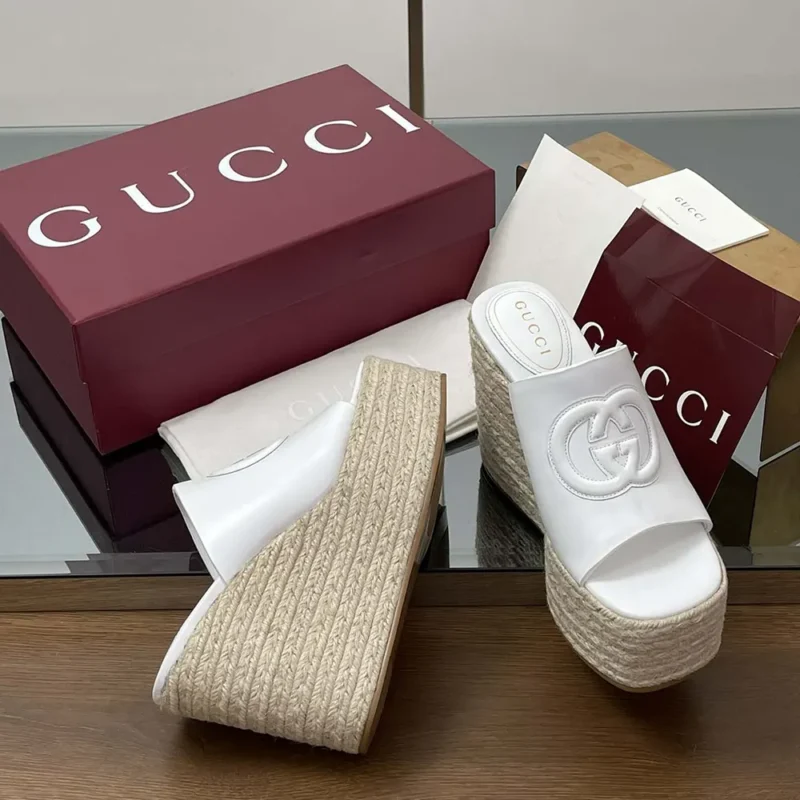 Gucci GG Women's Interlocking G Sandal-White 817212AP0B0