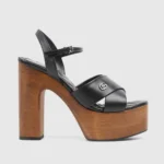 Sandalia de plataforma Gucci GG para mujer - Negro 835313BKO00