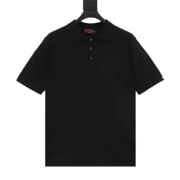 Gucci Men Fine Wool Knit Polo Top with Intarsia 824124XKEP1