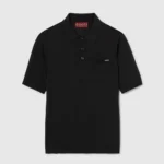Gucci Men Fine Wool Knit Polo Top with Intarsia 824124XKEP1