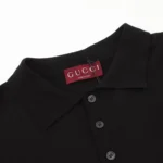 Gucci Men Fine Wool Knit Polo Top with Intarsia 824124XKEP1