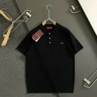 Gucci Men Fine Wool Knit Polo Top with Intarsia 824124XKEP1 (1)