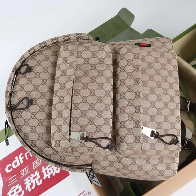 Gucci Unisex GG Canvas Medium Backpack-Dark Brown 824624FAEHZ9795