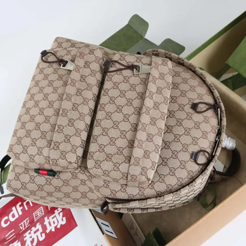 Gucci Unisex GG Canvas Medium Backpack-Dark Brown 824624FAEHZ9795