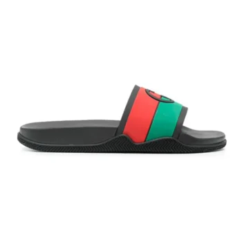 Gucci Unisex Interlocking-G Web-Stripe Sandal-Black