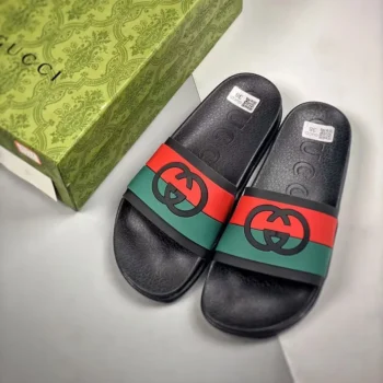 Gucci Unisex Interlocking-G Web-Stripe Sandal-Black