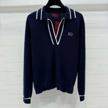 Gucci Women Cotton Polo Top with Gucci Intarsia 815905XKELU