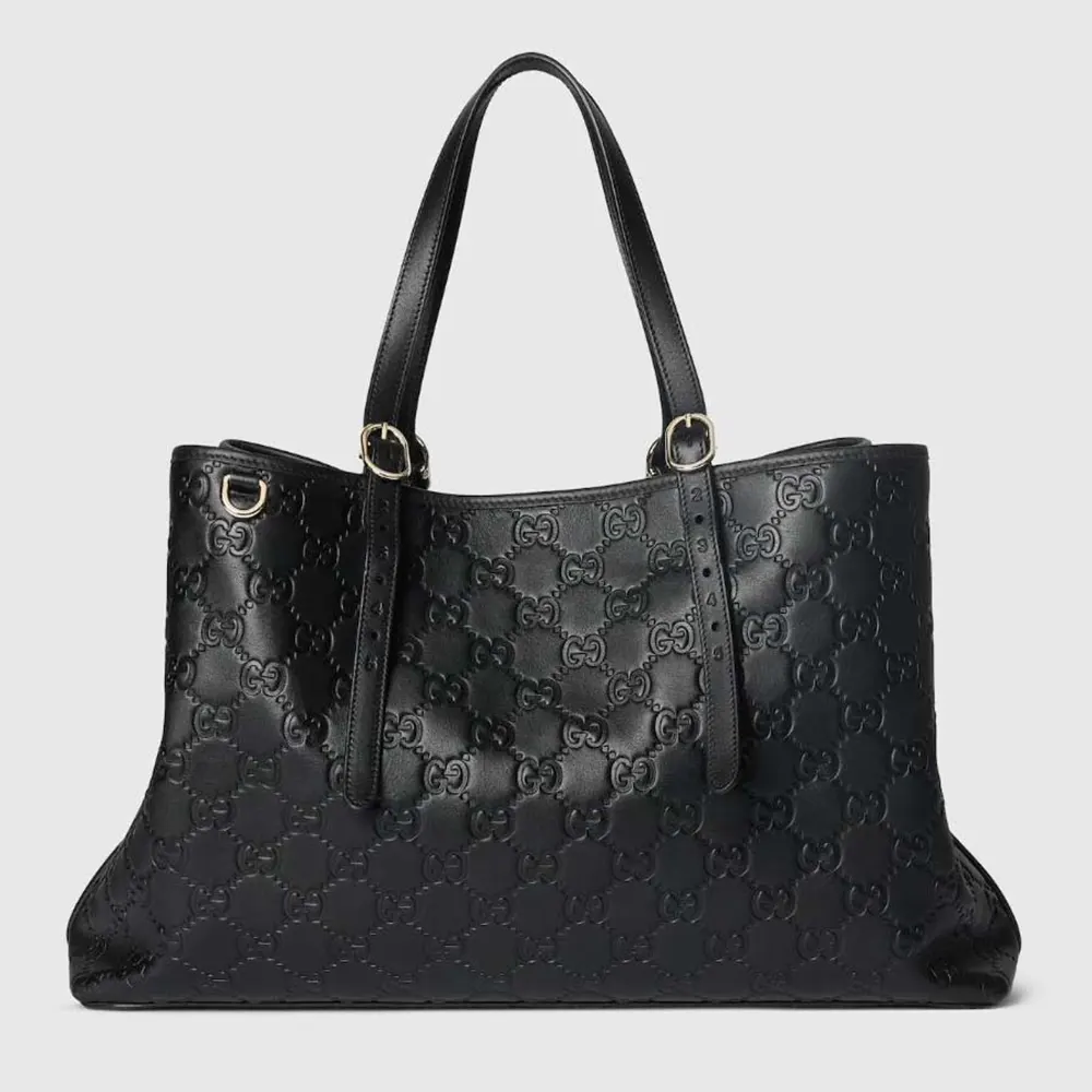 Gucci Damen GG Emblem Große Tragetasche-Schwarz 815213AAFDV1000 (1) Gucci Damen GG Emblem Große Tragetasche-Schwarz 815213AAFDV1000