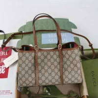 Gucci Women GG Emblem Medium Tote Bag-Brown ‎815214FAD6L9758 (1)