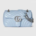 Gucci Women GG Marmont Small Shoulder Bag-Light Blue