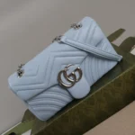 Gucci Women GG Marmont Small Shoulder Bag-Light Blue