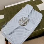 Gucci Women GG Marmont Small Shoulder Bag-Light Blue