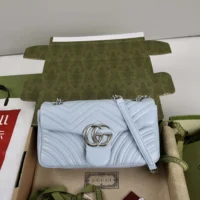 Gucci Women GG Marmont Small Shoulder Bag-Light Blue (1)