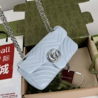 Gucci Women GG Marmont Small Shoulder Bag-Light Blue (1)