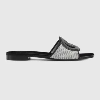 Gucci Women Interlocking G Slide Sandal-Black 835723FAEA0