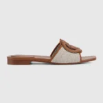 Gucci Women Interlocking G Slide Sandal-Brown ‎835723FAEA0