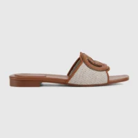 Gucci Women Interlocking G Slide Sandal-Brown ‎835723FAEA0 (1)