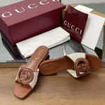 Gucci Women Interlocking G Slide Sandal-Brown ‎835723FAEA0