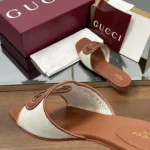 Gucci Women Interlocking G Slide Sandal-Brown ‎835723FAEA0