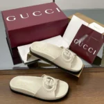 Gucci Women Interlocking G Slide Sandal-White 816334US000