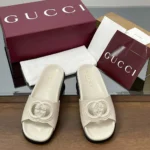 Gucci Women Interlocking G Slide Sandal-White 816334US000