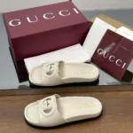 Gucci Women Interlocking G Slide Sandal-White 816334US000