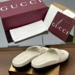 Gucci Women Interlocking G Slide Sandal-White 816334US000