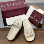 Gucci Women Interlocking G Slide Sandal-White 816334US000