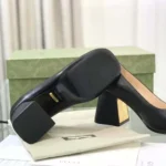 Gucci Women Mid-Heel Pump with Horsebit Black Leather 8cm Heel