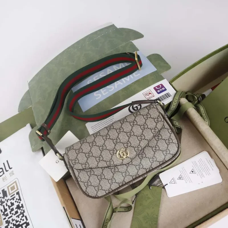 Gucci Donna Ophidia Pochette Marrone Pelle Rifiniture ‎76496196IWG8745