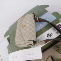 Gucci Women Ophidia Pochette Oatmeal Leather Trim 7649612ZGMN9643 (1)