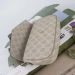 Gucci Women Ophidia Pochette Oatmeal Leather Trim 7649612ZGMN9643