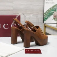 Gucci Women Platform Sandal with Horsebit-Brown 834420AAEXM (1)